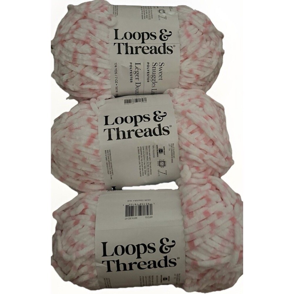 Lot Of Three Loops Threads, Sweet Snuggles Light Yarn 7 Oz Super Bulky Pink